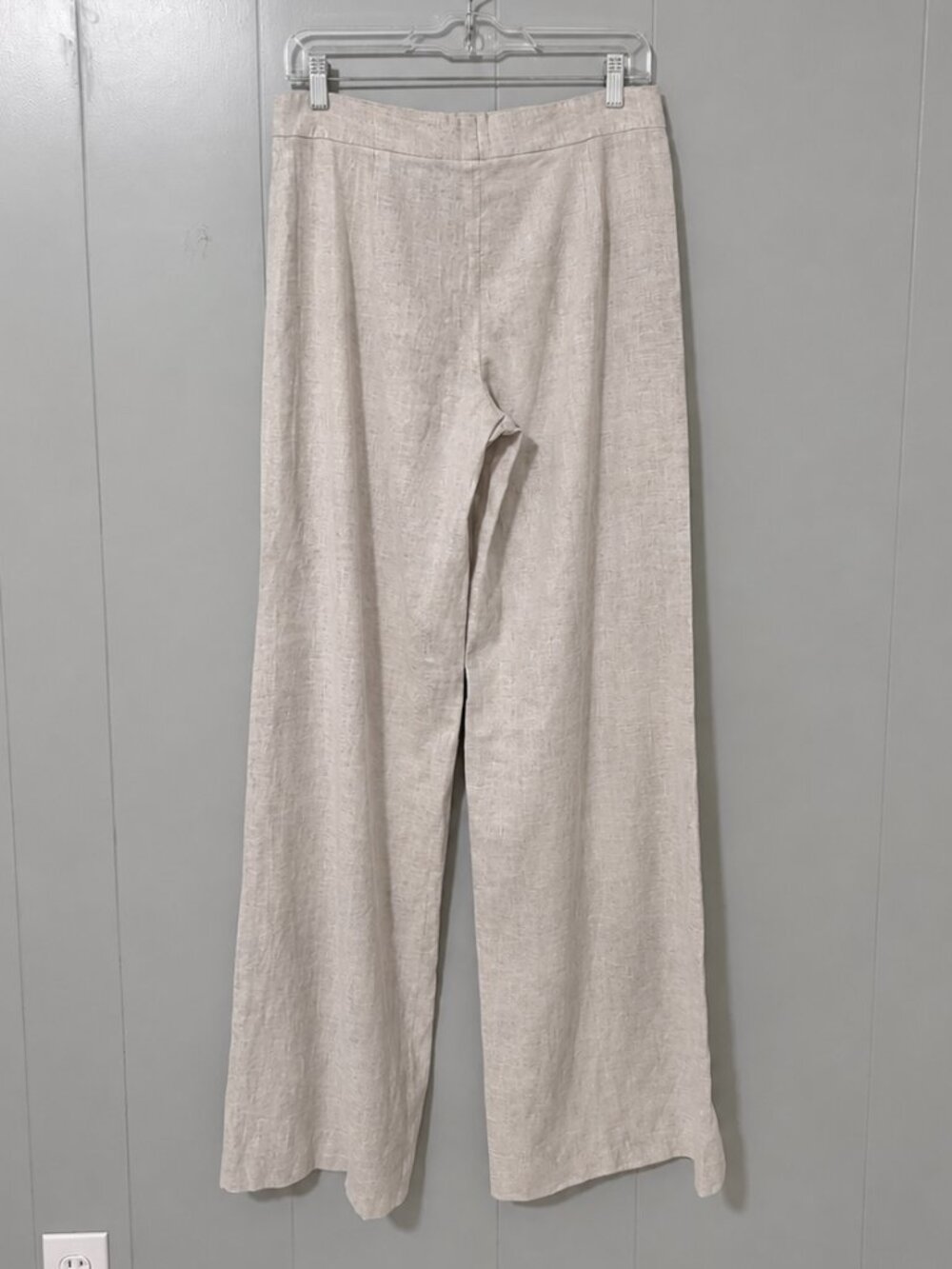 Theory Terena High Waist Wide Leg Trouser Pants Linen Blend Sierra/White Size 8 - Picture 7 of 12